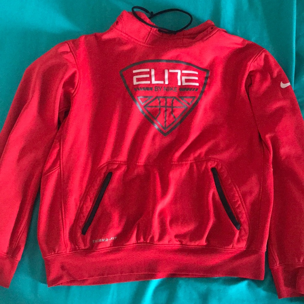 Red thermal elite basketball hoodie